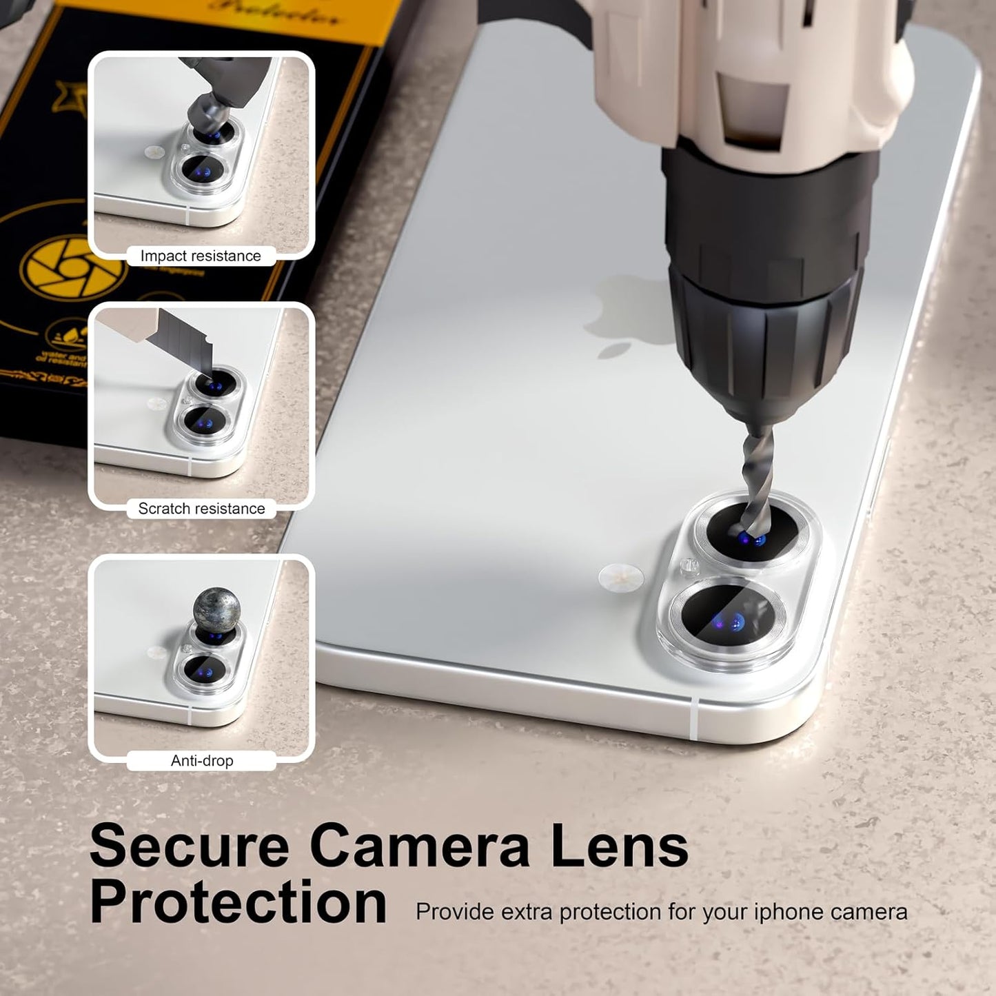 beuxece for 6 Pack iPhone 16 / iPhone 16 Plus Camera Lens Protector [Drop Protection] [Case Friendly] [Easy Installation] 9H Tempered Glass Camera Screen Protector Cover Accessories, CD Silver