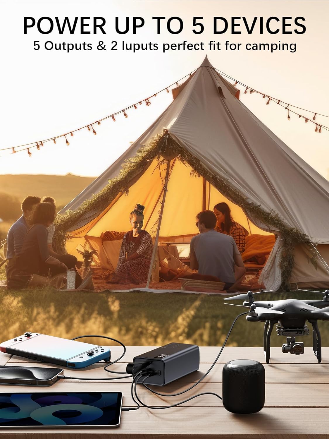 Portable Charger 70000mAh Power Bank High Capacity, 30W PD & QC 3.0 Fast Charging, 5 Output 2 Input USB-C Battery Pack with LED Display for Phone Tablet Camera & Camping Outdoor Travel Party