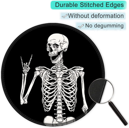 ITNRSIIET Round Mouse Pad with Stitched Edge Premium-Textured Waterproof Non-Slip Rubber Base Desktop Protection Mat Diameter 8.7 inches, Human Skeleton