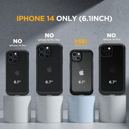 Miracase Designed for iPhone 14 Case 6.1 inch, [Built-in Tempered Glass Screen Protector] [Bubble Free] Full-Body Protective Bumper Phone Case with Camera Lens Protector, Black