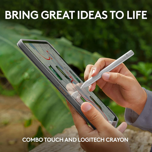 Logitech Combo Touch iPad Pro 11-inch (1st, 2nd, 3rd & 4th gen - 2018, 2020, 2021, 2022) Keyboard Case and Logitech Crayon (USB-C) Digital Pencil (2018 releases and later) - Oxford Grey, USA Layout