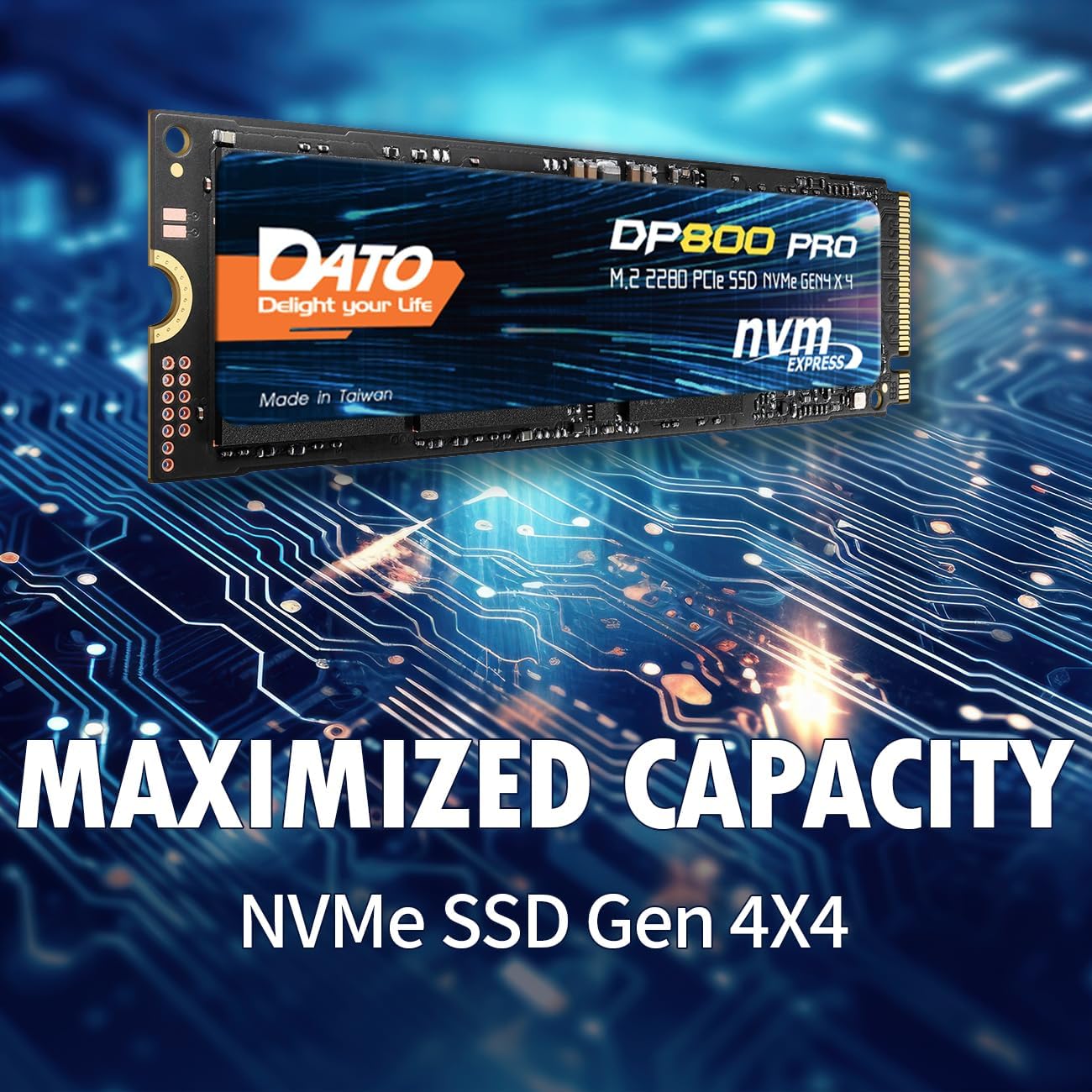 DATO M.2 2280 SSD 512GB, PCIe Gen4 x4 NVMe SSD Internal Solid State Drive for Gaming and Creators, Compatible with Desktop and Laptop, Up to 5100/4600 MB/s - DP800 Pro