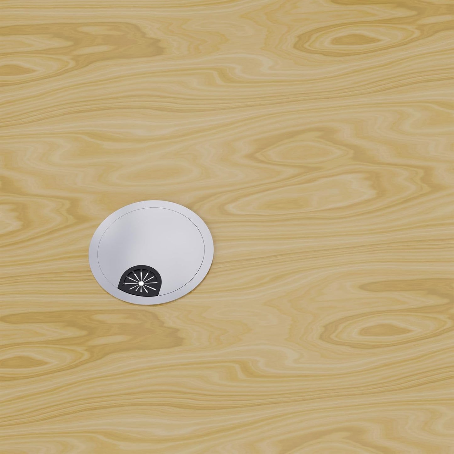 Desk Grommet 3-1/8 Inch 80mm, Zinc Alloy Computer Desk Wire Hole Cover, Office Desktop Cord Cable Hole Metal Ring, Bright Silver