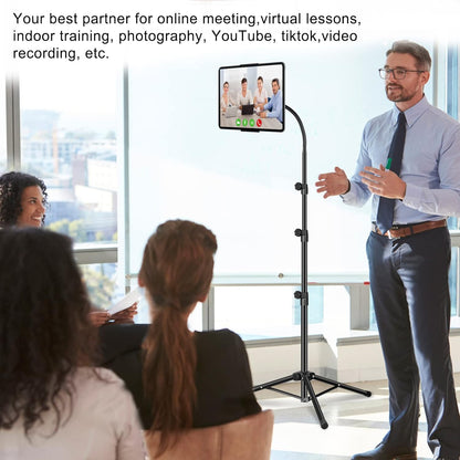 Ipad Tripod Stand, Gooseneck 65" Height Adjustable Floor Stand with 360° Rotating iPad Tripod Mount for iPhone,iPad pro,Kindle and All 4.5-12.9 Inch Tablet and Phone
