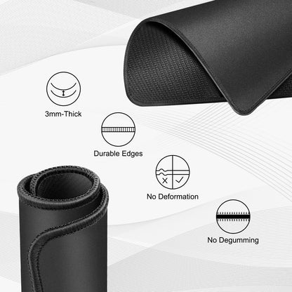 JIKIOU 3 Pack Mouse Pad with Stitched Edge, Comfortable Mouse Pads with Non-Slip Rubber Base, Washable Mousepads Bulk with Comfortable Cloth, Mouse Pads for Computers Laptop Mouse 10.2x8.3inch Black