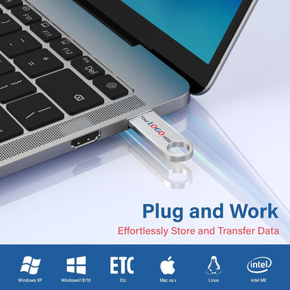 Customizable Flash Drives 2GB, Wooolken Personalized USB 2.0 Thumb Drives 10/20/50/100 Pack, Logo Pendrive Custom Memory Stick USB Engraved Logo (Metal)