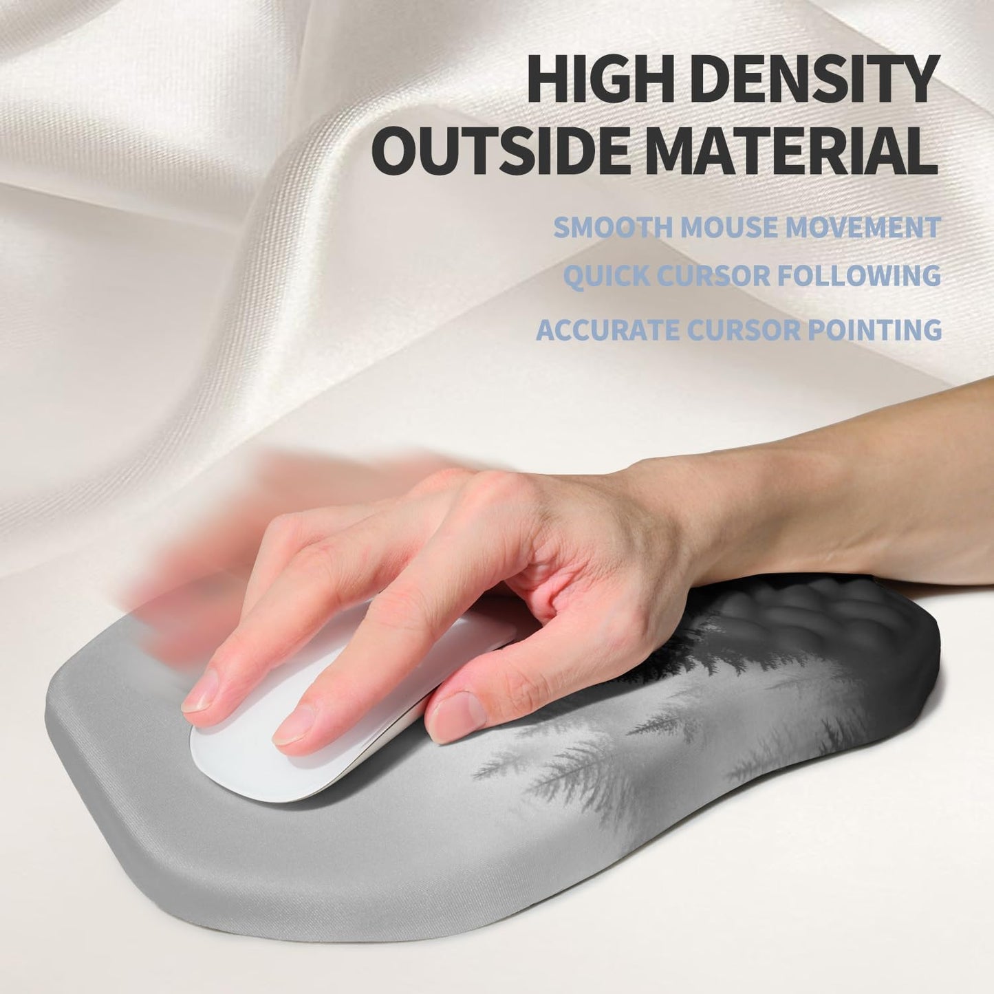 Ergonomic Raised Mouse Pad Wrist Support with Bilateral Slope Memory Foam Mousepad for Wrist Rest and Carpal Tunnel Pain Relief 11.8x7.9〃Forest