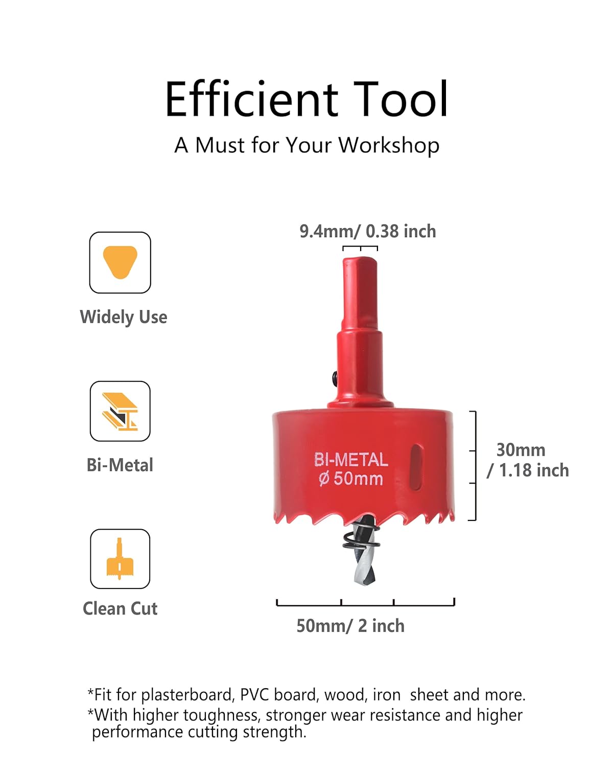 10 Pack Desk Grommet 50mm (2 inch) Bi-Metal Hole Saw Kit for Home Office,Cable Hole Covers,Black