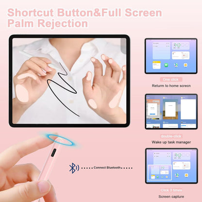 Pencil 2nd Generation for iPad 2018-2024 with Magnetic Wireless Charging Compatible with Apple iPad Pro 13”(M4)/12.9”/11”,iPad Air 6(M2)/5/4/3,iPad mini 7(A17 Pro)/6/5,iPad10/9/8/7/6 Pink
