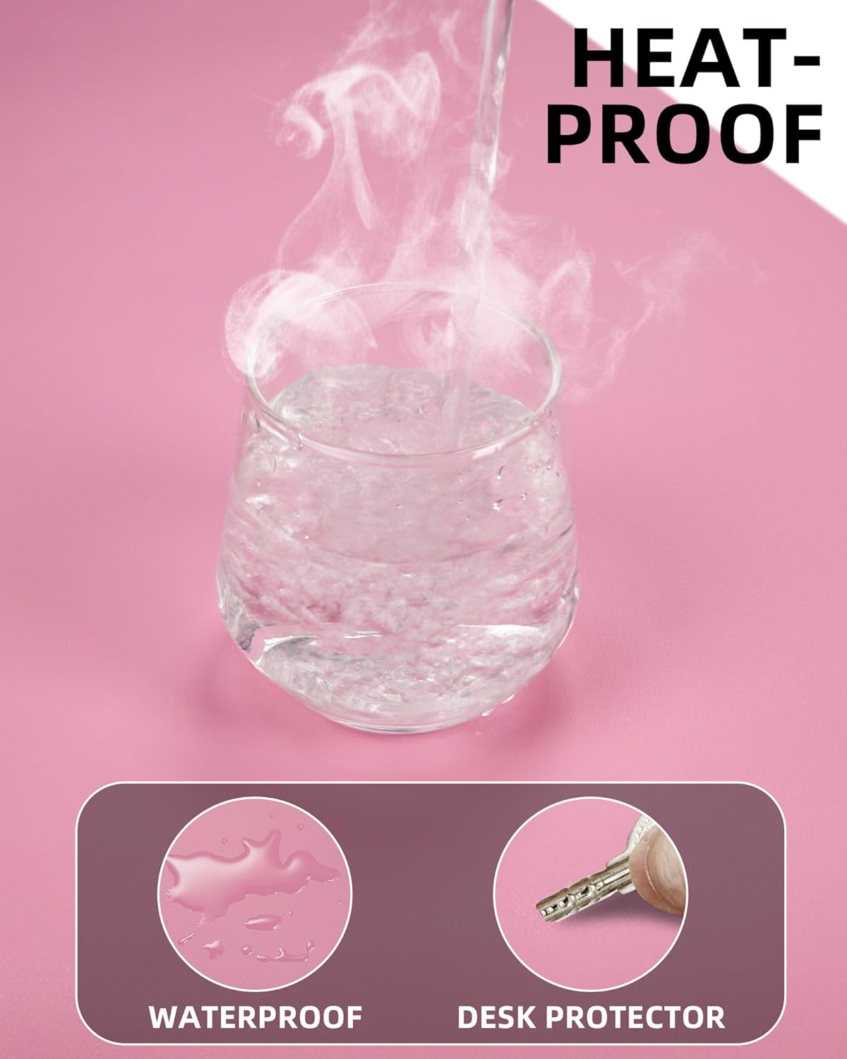 Pink Desk Mat, PU Leather Desk pad Large Mouse Pad, Non-Slip Desk Pad, Waterproof Desk Blotter Mat, Desk Cover Mat for Office and Home (31.5" x 15.7")