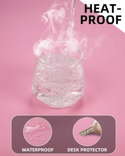 Pink Desk Mat, PU Leather Desk pad Large Mouse Pad, Non-Slip Desk Pad, Waterproof Desk Blotter Mat, Desk Cover Mat for Office and Home (31.5" x 15.7")