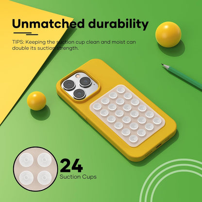 Silicone Phone Sticky Grip, Suction Phone Case Mount for iPhone and Android, Hands-Free Sticky Cell Phone Grip, Mobile Fidget Mirror Holder for Selfies and Videos