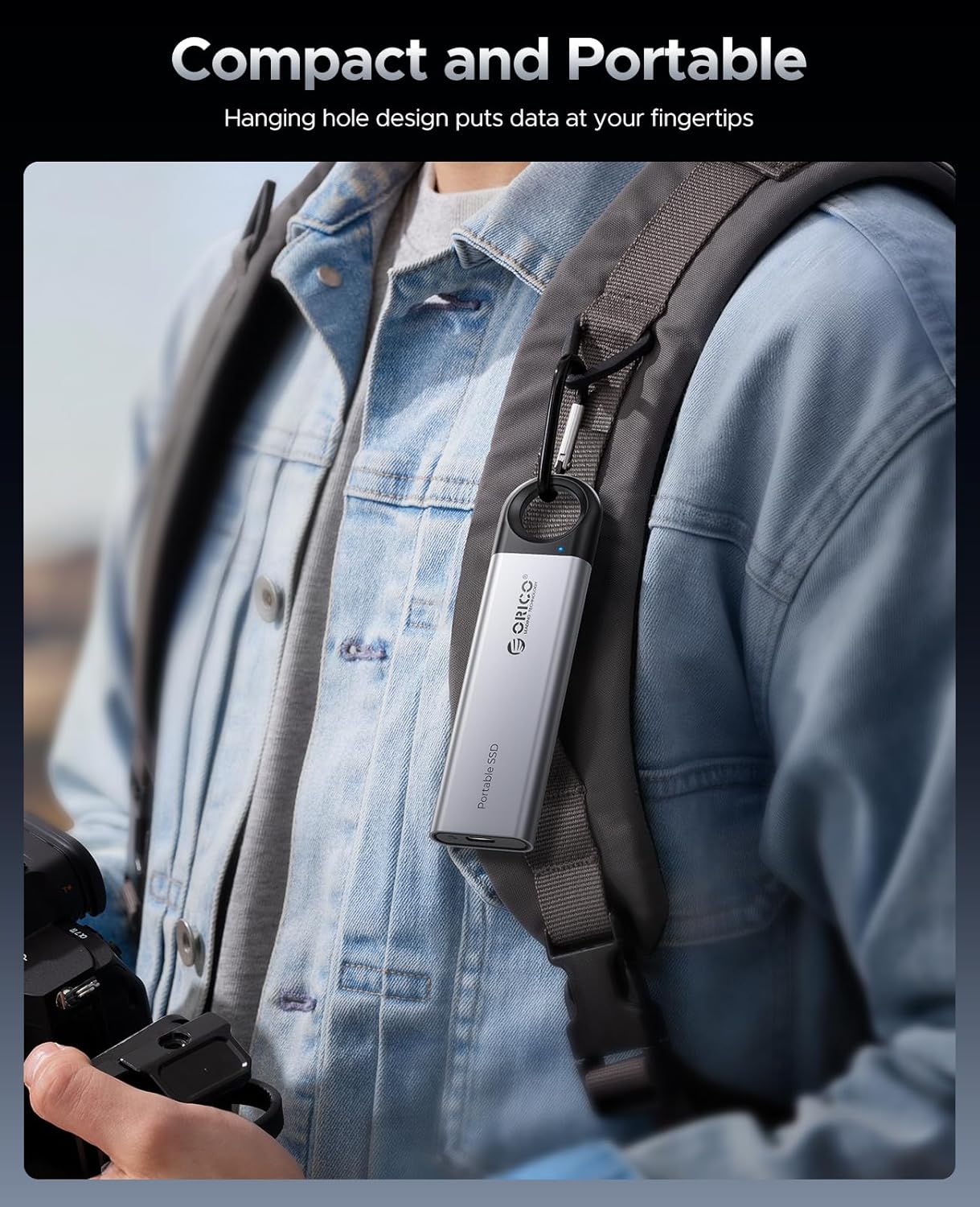 ORICO 1TB External SSD Up to 1050MB/s, Hanging Hole Design Portable Solid State Drive, USB C&A 2 in 1 Cable, Reliable Storage for Type-C Smartphone, Tablets, Laptops - C10