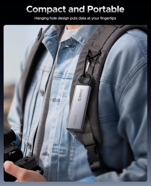 ORICO 1TB External SSD Up to 1050MB/s, Hanging Hole Design Portable Solid State Drive, USB C&A 2 in 1 Cable, Reliable Storage for Type-C Smartphone, Tablets, Laptops - C10