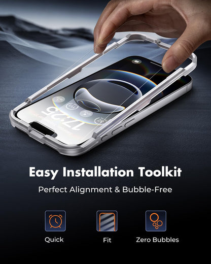 UNBREAKcable 3-Pack Screen Protector for iPhone 16e, Double Shatterproof Tempered Glass [Easy Installation Frame] [9H Hardness] [99.99% HD Clear] [Case Friendly] for iPhone 6.1 inch