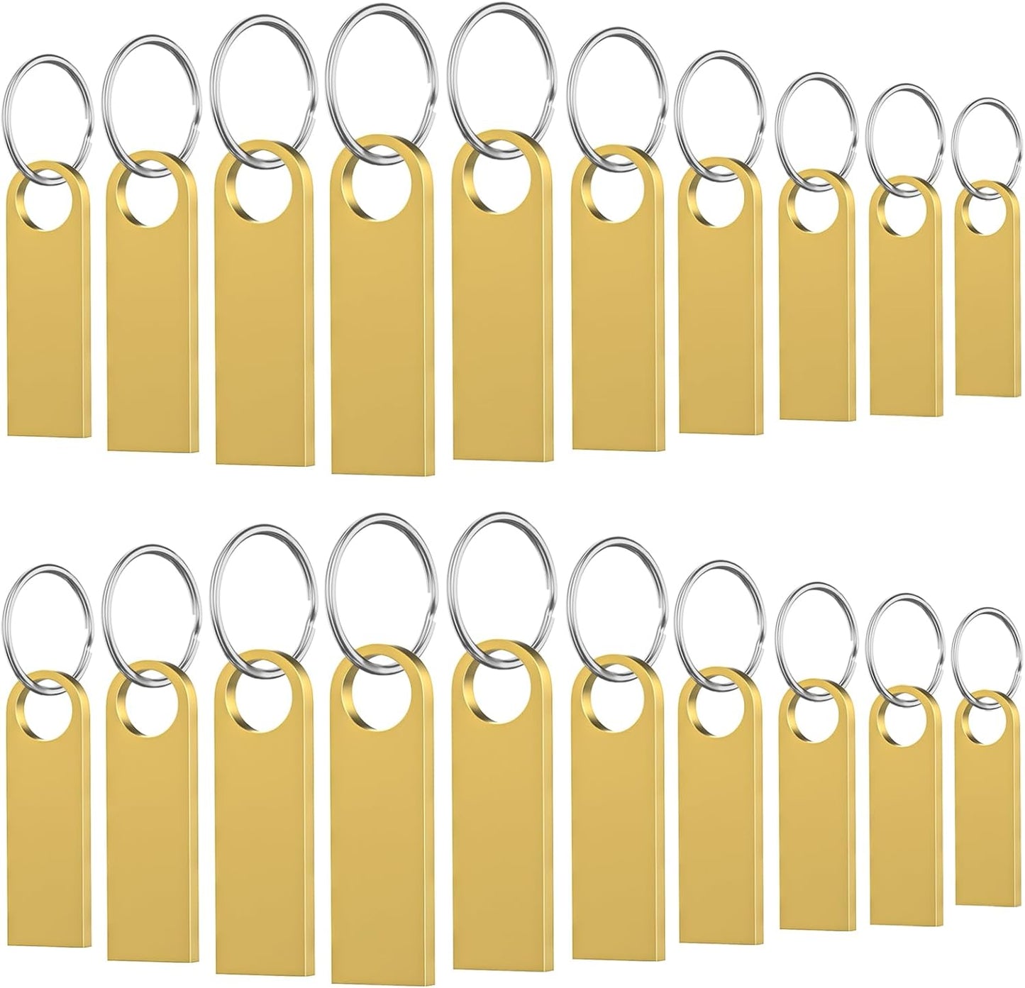 20 Pack 4GB USB Flash Drive with Keychains, Wooolken Sleek Metal USB 2.0 Thumb Drives Memory Stick for PC Laptop Computer(Gold)