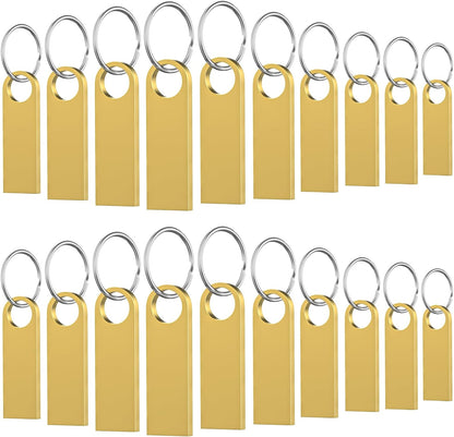 20 Pack 4GB USB Flash Drive with Keychains, Wooolken Sleek Metal USB 2.0 Thumb Drives Memory Stick for PC Laptop Computer(Gold)