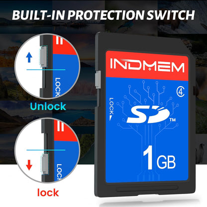 INDMEM SD Card 1GB, 10 Packs Class 4 1GB Flash Memory Card MLC Standard Secure Digital Cards Camera Card