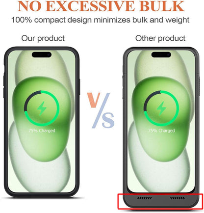 Battery Case for iPhone 15, Upgraded 10000mAh Portable Protective Charging Case with Wireless Charging Compatible with iPhone 15 (6.1 inch) Rechargeable Battery Pack Charger Cover with Carplay (Black)