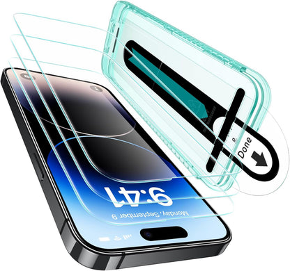 ESR 3 Pack for iPhone 14 Pro Max Screen Protector, [9H Hardness] [Military Grade Shatterproof] Tempered Glass Film with Flawless Fit Tray