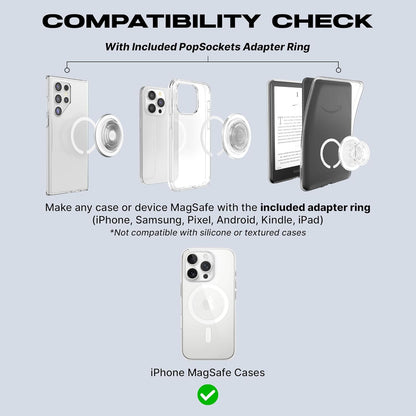 PopSockets Phone Grip for MagSafe with Kickstand, Magnetic Stand, Swappable Top, Secure Hold for iPhone MagSafe Cases, Phone & Tablet Grip - Clear