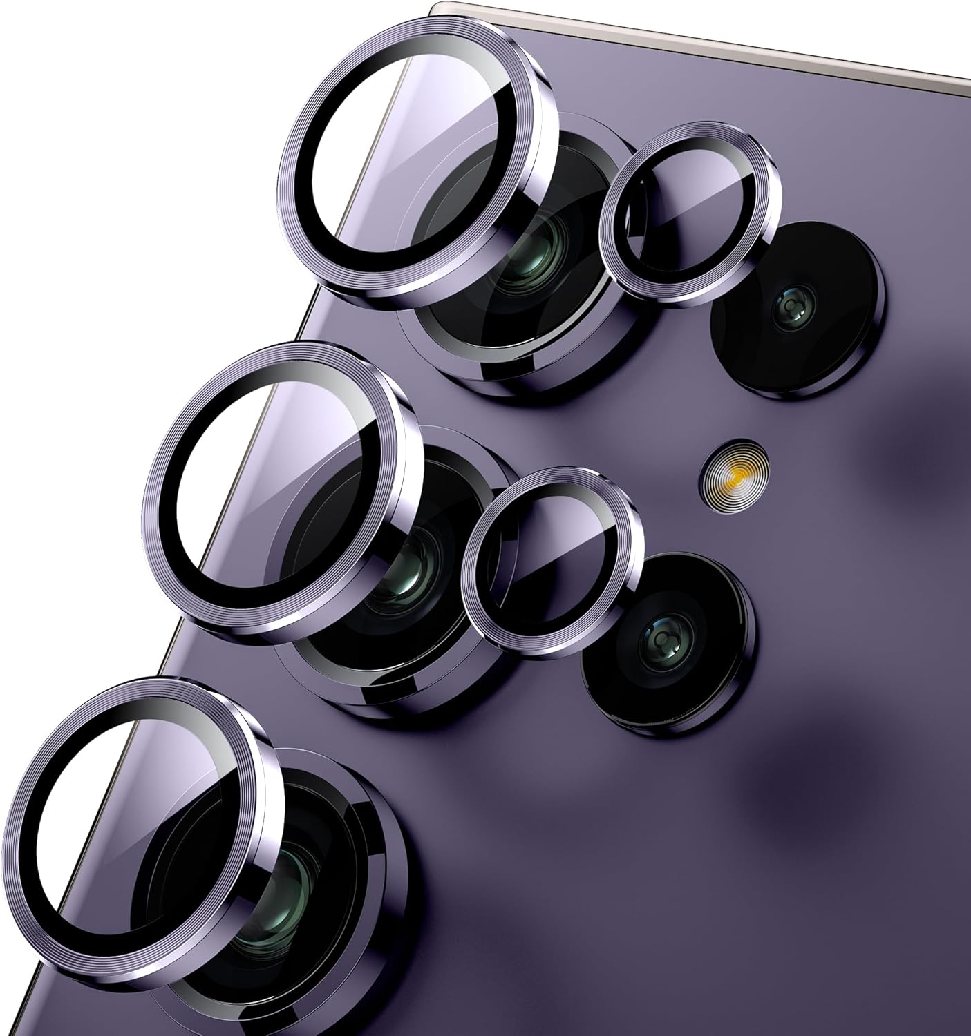 WSKEN for Samsung Galaxy S24 Ultra Camera Lens Protector, Ultra Thin Scratch Resistant 9H Tempered Glass with Aluminum Metal Circle Camera Screen Protector Cover Accessories, Violet