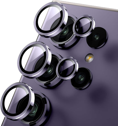 WSKEN for Samsung Galaxy S24 Ultra Camera Lens Protector, Ultra Thin Scratch Resistant 9H Tempered Glass with Aluminum Metal Circle Camera Screen Protector Cover Accessories, Violet