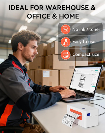 Bluetooth Thermal Label Printer, Wireless 4x6 Shipping Label Printer for Small Business & Shipping Package Compatible with Android, iOS, Windows & Mac, Used for Amazon, Ebay, Shopify, USPS Etc