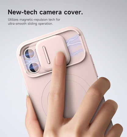 SURITCH for iPhone 12/12 Pro Case with Magnetic Camera Slide Cover and Adjustable Kickstand, Compatible with MagSafe, Shockproof Bumper Case Slim Protective Cover for iPhone 12/12 Pro 6.1 Inch, Pink