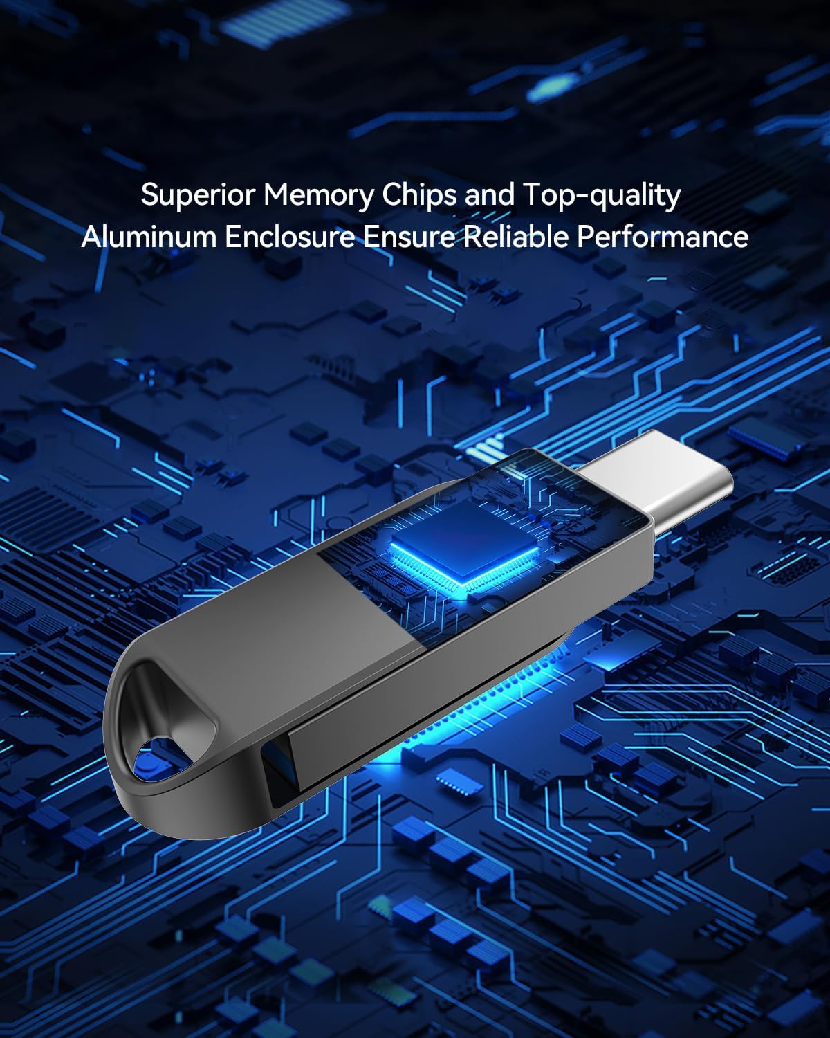 64GB USB C Flash Drive, Dual Drive USB 3.0 and Type C Thumb Drive Up to 110MB/s Read Metal Waterproof Swivel Design Portable for PC Laptop Tablet Android Smartphone iPhone 15 and More, Gray