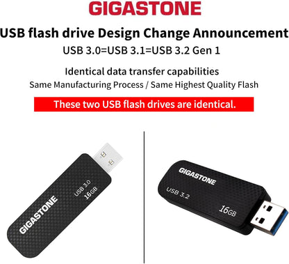 GIGASTONE 16GB Flash Drive (5 Pack) Z30 USB 3.2 Gen 1, 50MB/s Ultra Fast, Keychain Loop, Carbon Fiber Style, Push-Pull Design, Data Storage, Backup for PC/Mac/TV/Car, USB 2.0/3.0/3.1 Compatible