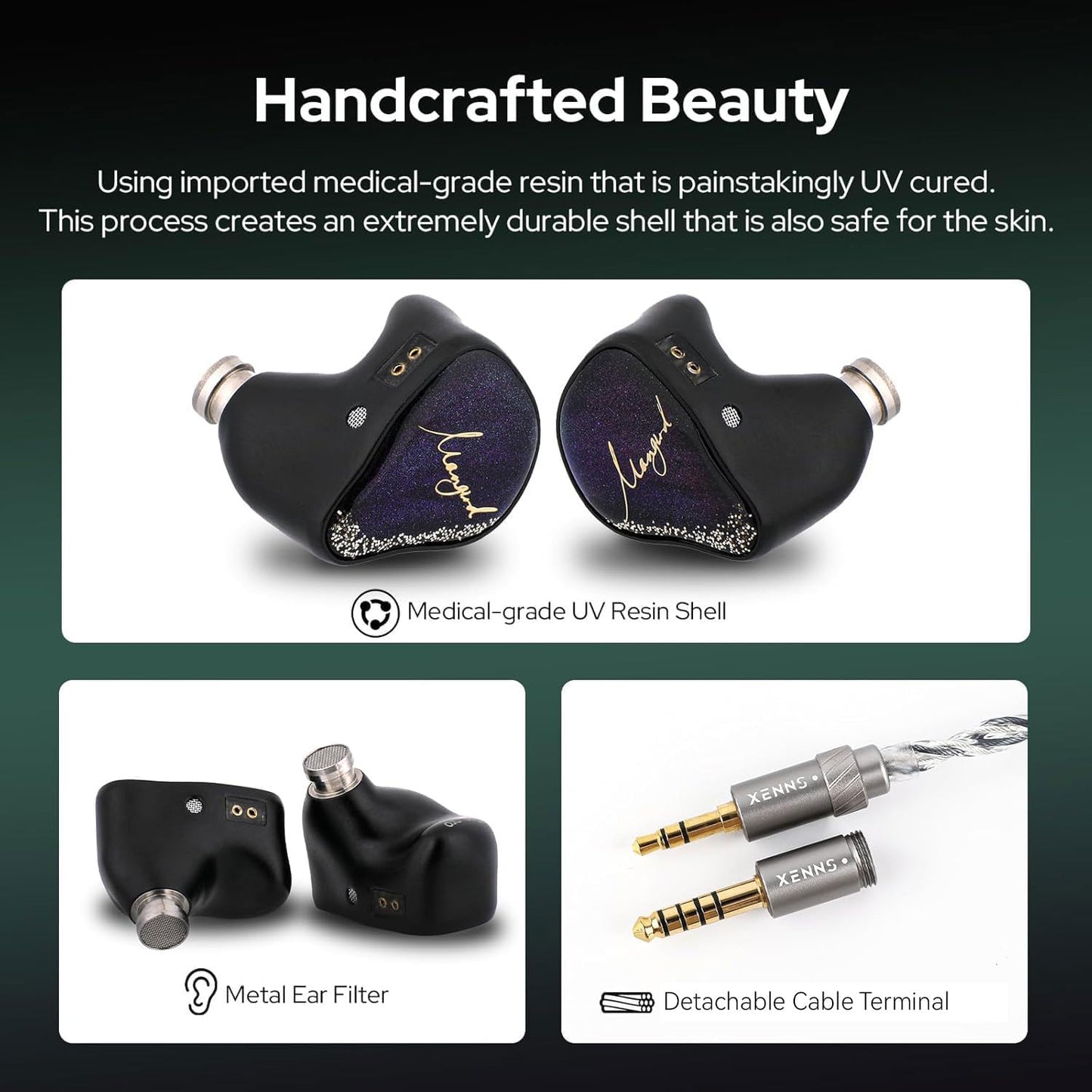 Linsoul Xenns Mangird Tea PRO in Ear Monitor, 6BA+2DD Hybrid Earphone IEM, Wired Gaming Earbuds with Detachable IEM Cable for Musician Audiophile