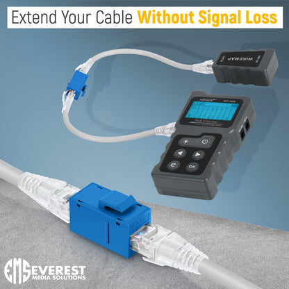 Everest Cat6 RJ45 Keystone Coupler (6-Pack) in Blue - RJ45 Coupler - Cat 6 Couplers - Female to Female Cat6 Keystone Jacks - Ethernet Couplers - Ethernet Cable Extender