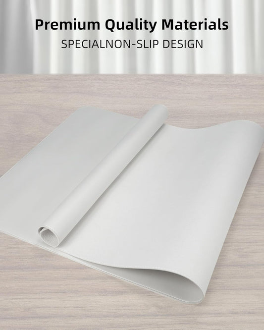 AFIING Large Desk Mat 55"x24" - Premium Non-Slip, Waterproof & Scratch-Resistant. Office Desk Protector Workspace Pad for Home/Office (White)