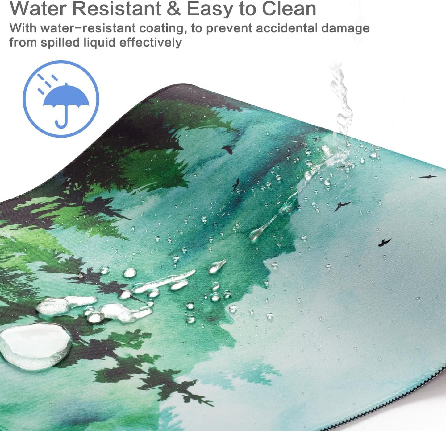 Lokigo Green Forest Mouse Pad, Waterproof Extended Large Gaming Mousepad with Non-Slip Rubber Base Stitched Edges Desk Pad Keyboard Writing Desk Mat Office Home Study 31.5"x15.7", Mountain