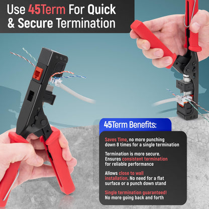 Everest 45° Angled RJ45 Cat6A Keystone Jacks 50-Pack in Orange - Slim Profile Female RJ45 Connectors - Cat 6A Keystone Jack - Compatible with 45° Angled Speed Termination Tool - 45Term (B0BL3GS7ZY)