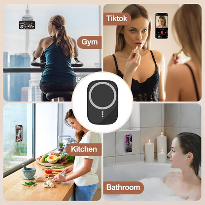 Magnetic Phone Suction Grip, Shower Phone Holder for MagSafe, Octo Phone Sticky Buddy Suction Grip for iPhone 16 15 14 13 12, Birthday Christmas for Women Black