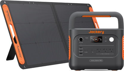 Jackery Solar Generator 1000 v2 with 100W Solar Panel,1070Wh Portable Power Station LiFePO4 Battery,1500W AC/100W USB-C Output,1Hr Fast Charge for Outdoor,Off-Grid Living,RV,Emergency