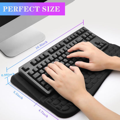 Computer Keyboard Stand Pad with Wrist Rest, Ergonomic Comfy Tilted Keyboard Holder, Keyboard Tray Support for Office Home (02-Black)