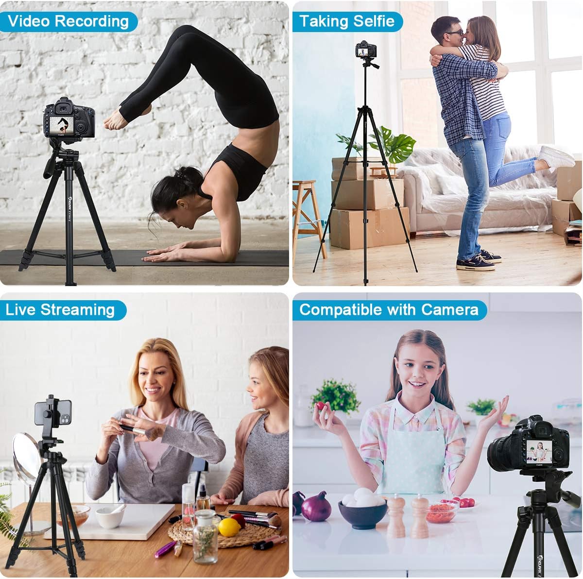 Endurax 60" Phone Tripod for Canon Camera Stand with Universal Phone Mount & Remote Shutter Max Load 6.6 lb