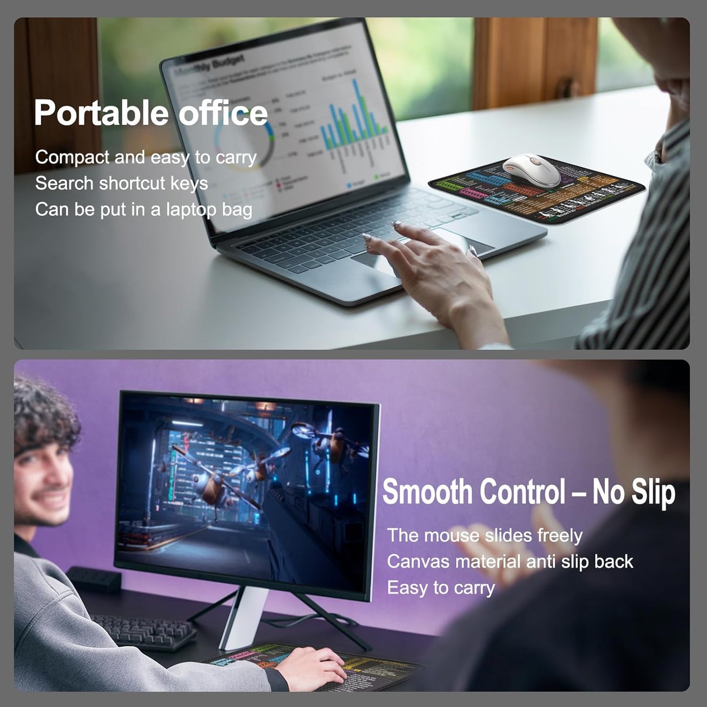 Mouse Pad for Excel Shortcuts – Small Excel Spreadsheet Cheat Sheet Desk Pad – 11.8"x9.8" Portable Computer Mousepad – Gaming, Office, Waterproof, Non-Slip, Stitched Edges