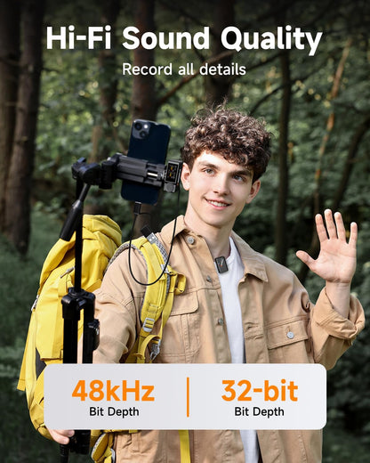 COMICA BooMax Wireless Lavalier Microphone for iPhone/Android/Camera/Camcorder/PC, Dual Lav Mic with 48kHz/32-bit Audio, 32GB Storage, Touchscreen, Lapel Mic for Video Recording, Streaming, Podcast