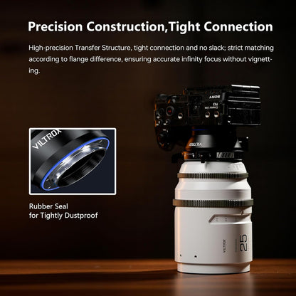 VILTROX PL-E Lens Adapter, Lens Converter Ring Camera Lens Mount Adapter Ring Compatible with PL Lens to Sony E/NEX Mount Cameras A7S3/FS7/5/FX9 /A7R4/R3/a Series/Nex Series