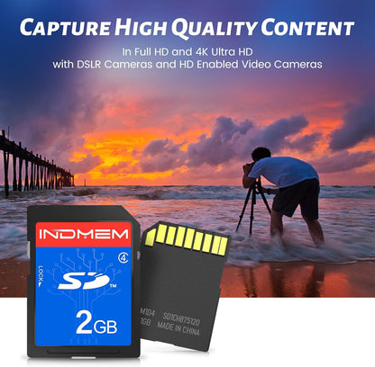 INDMEM 2GB SD Card, 10 Packs Class 4 2GB Flash Memory Card MLC Standard Secure Digital Cards Camera Card