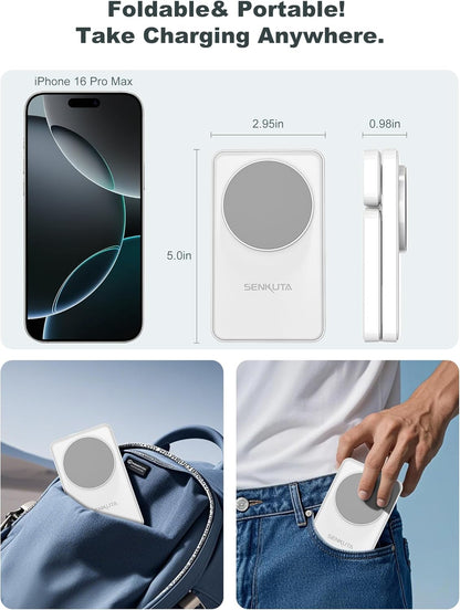 2025 Upgraded Wireless Charger for Apple: 3 in 1 Charging Station Foldable Fast for Apple iPhone 16/15/14/13/12 Max Plus Series - Portable Travel Charger for Apple Watch/Airpods Pro (White)