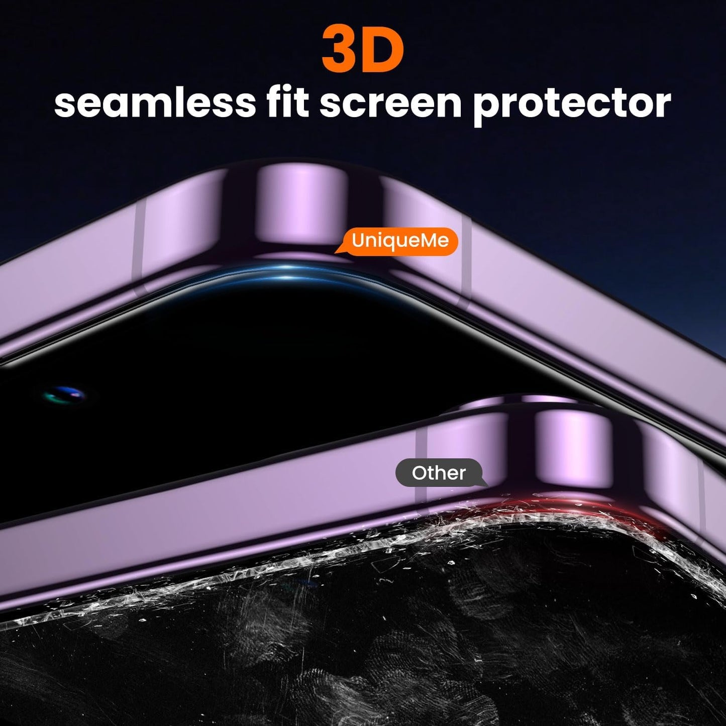 UniqueMe for iPhone 14 Pro Max Screen Protector - [Military Grade Shatterproof & 9H+ Hardness] Screen Protector 14 Pro Max Tempered Glass Full Coverage Protection, Easy Installation, 2 Packs