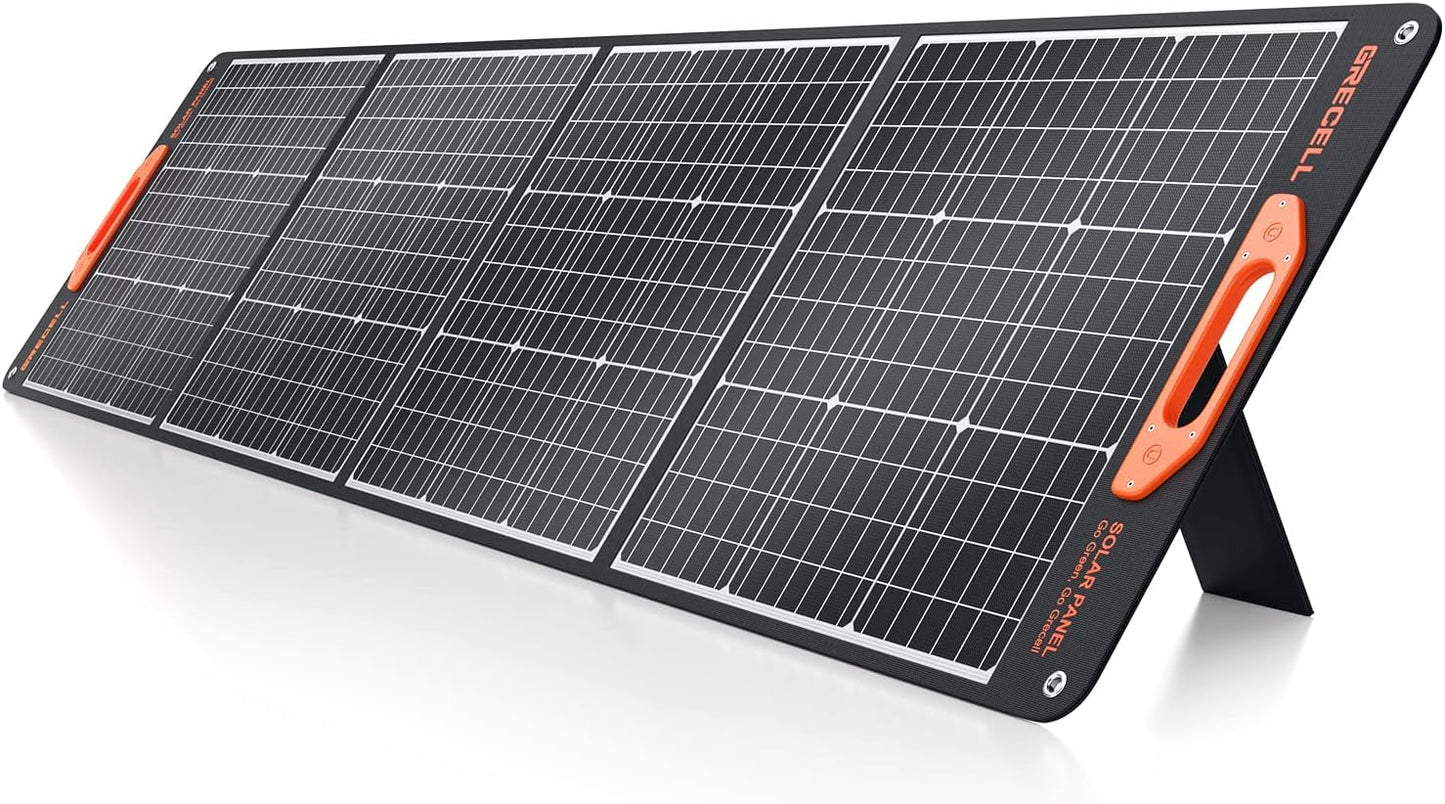 200W Portable Solar Panel for Power Station Generator, 12V/24V Flexible Foldable Solar Panel Kit Lightweight High-Efficiency Solar Charger Power Backup for Outdoor Van Camper Boat Caravan Off-Grid
