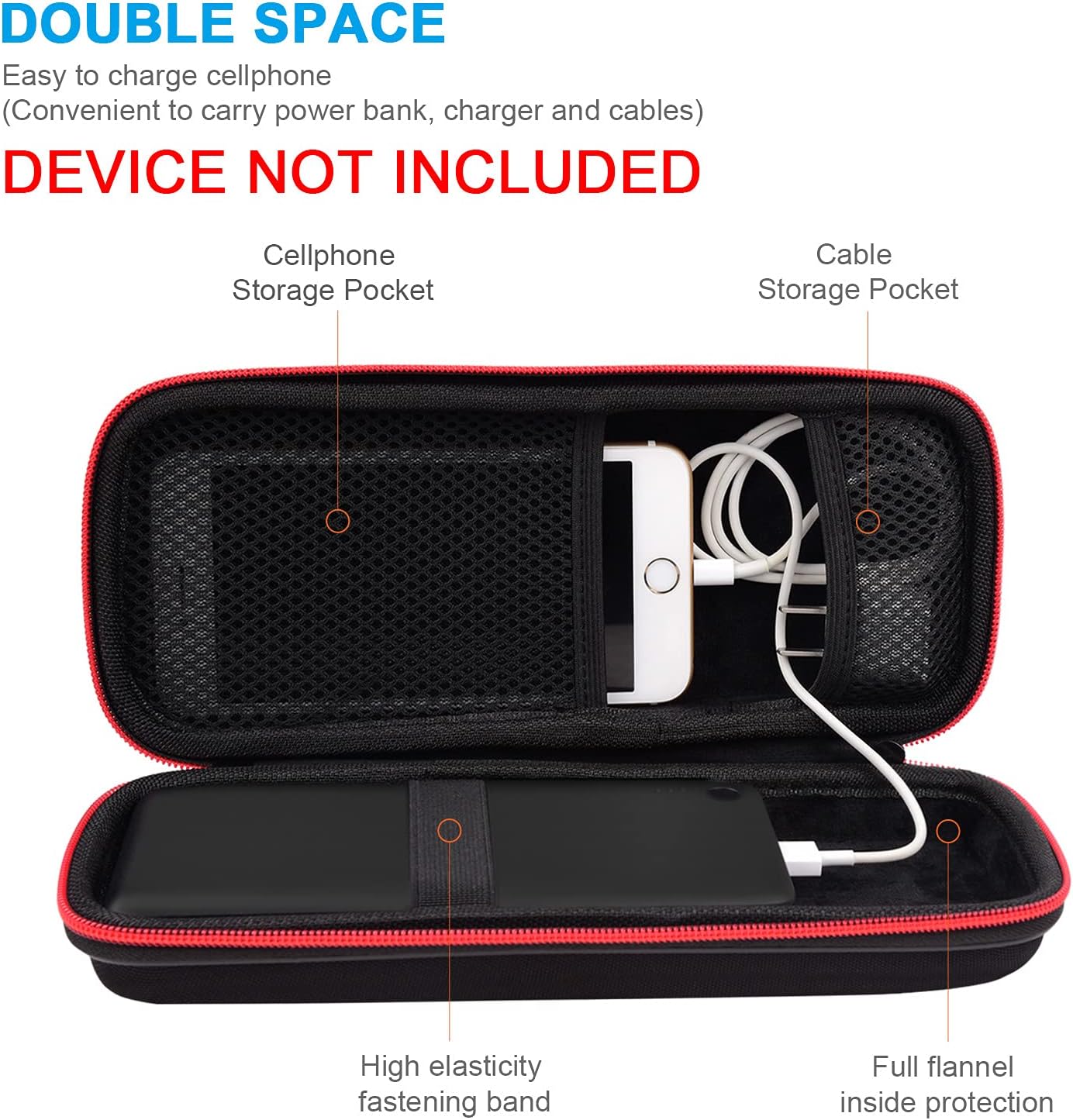 Hard Travel Case Fit for RAVPower 26800/20100/20000mAh, Anker Power Core 26800mAh/PowerCore +26800mAh, Dulla M50000 Power Bank 12000mAh, ROMOSS 30000mAh, Lab599 Tx500 Radio by SKYNEW (Large Black)