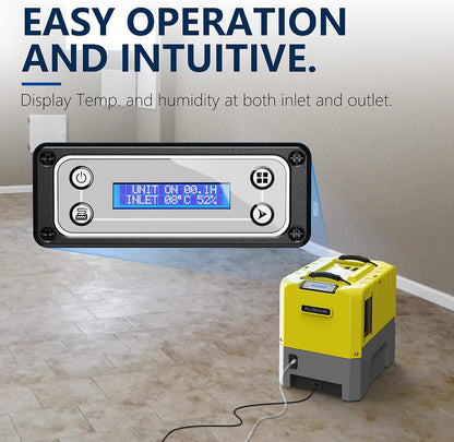 ALORAIR 180 PPD Commercial Dehumidifier with Pump Drain Hose, LGR Dehumidifiers for Basement Warehouse & Job Sites, Crawl Space Dehumidifier for Water Damage Restore, 5-Year-Limited Warranty, Yellow