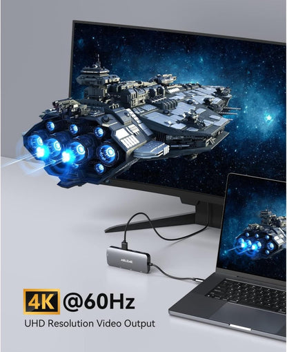 ABLEWE USB C Hub Ethernet, 8 in 1 Multiport USB C to HDMI Adapter 4K@60Hz,1000Mbps, 100W PD, SD/TF Card Reader, 3 USB 3.0 Ports, Docking Station Compatible for MacBook, Tablet, Phone, Type C Devices